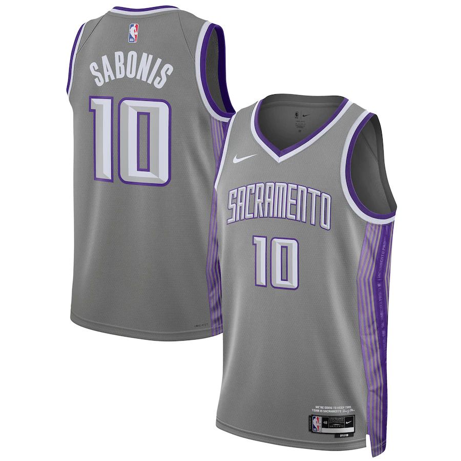 Men Sacramento Kings 10 Domantas Sabonis Nike Anthracite City Edition 2022-23 Swingman NBA Jersey